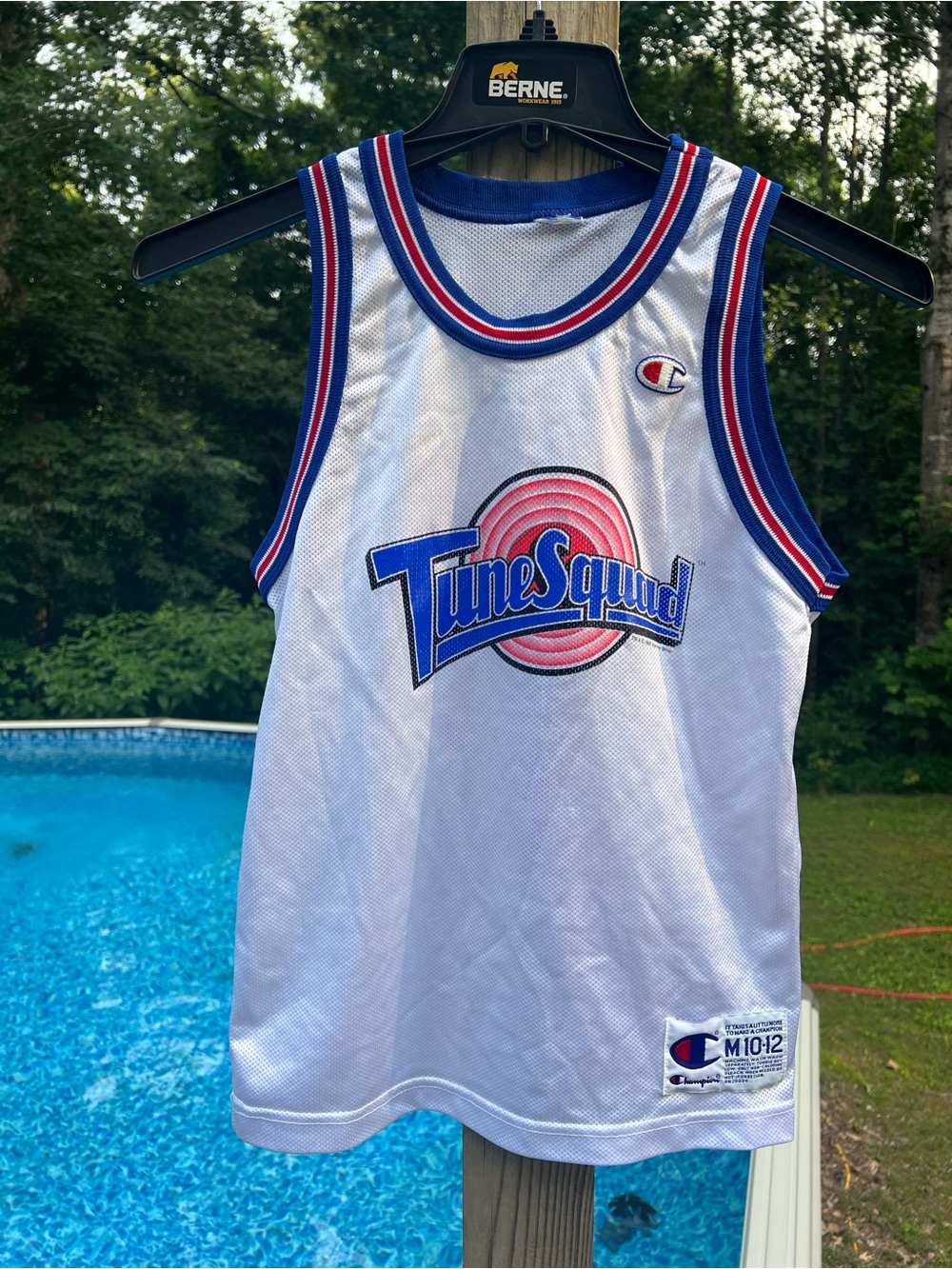 Champion White Mesh Basketball Shorts with Red & Blue Logo Patch